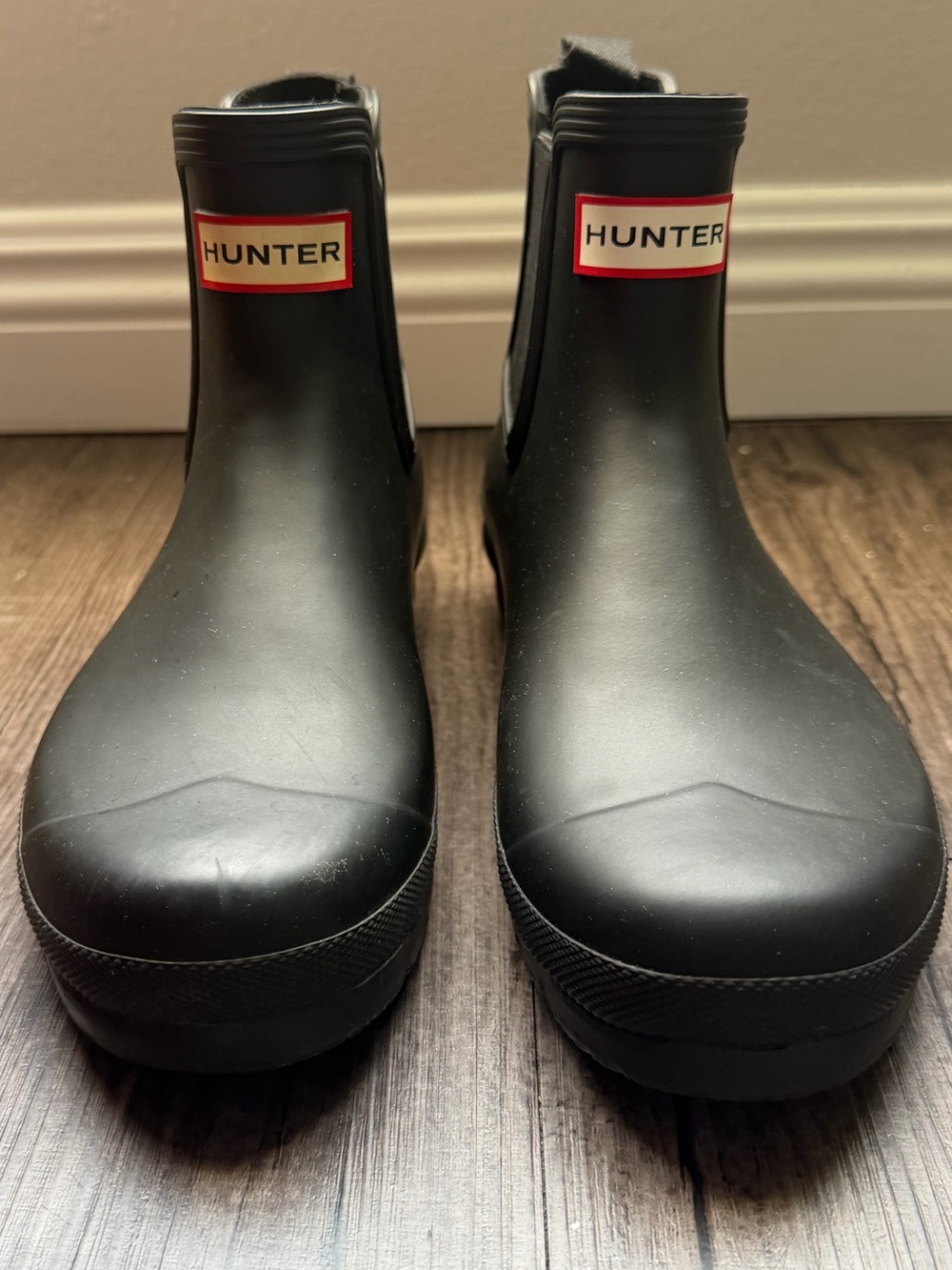 Hunter Chelsea Black Short Rain Boots with Logo